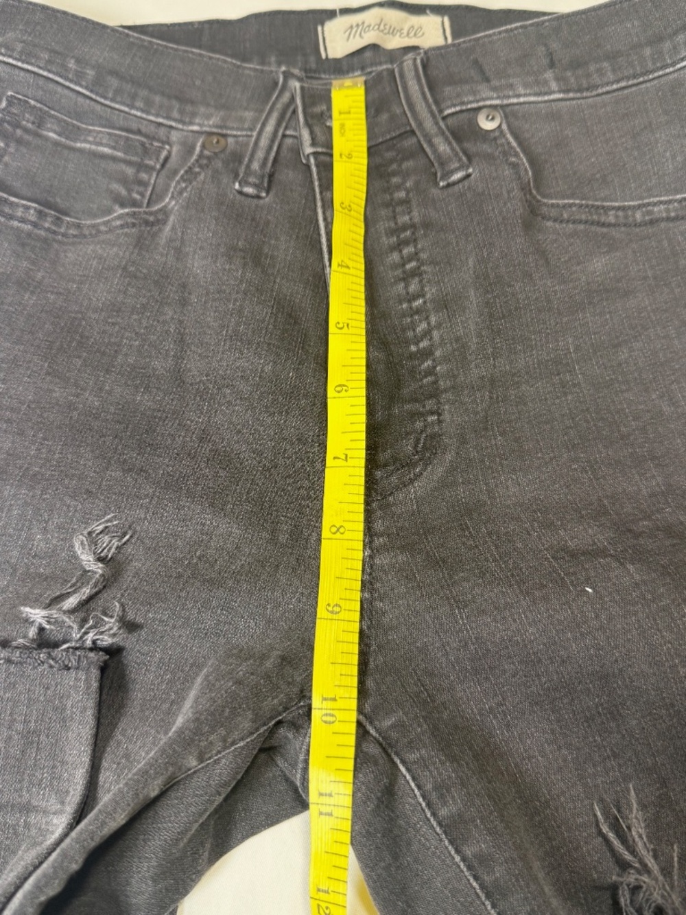 Madewell High-Rise Skinny Jeans Black Distressed Size 28T Tall - Picture 12 of 13